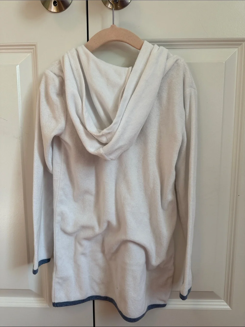 OshKosh B'gosh White Hooded Terry Tunic with Navy Trim & Heart